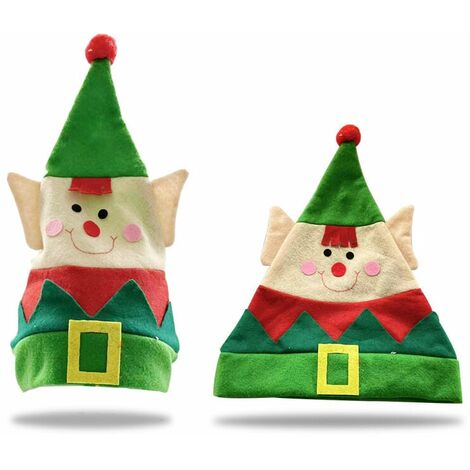 Chapeaux de lutin de Noël Chapeaux pour enfants adultes Chapeaux de flanelle drôles Décorations de Noël 36 20cm