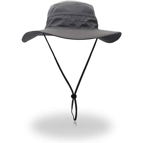Chapeaux de pêche coupe-vent UPF50 + protection UV seau plage maille chapeau de soleil 56-61 cm