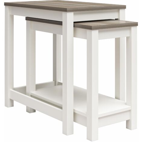 Chapel Hill Tables gigognes en blanc - aspect chêne