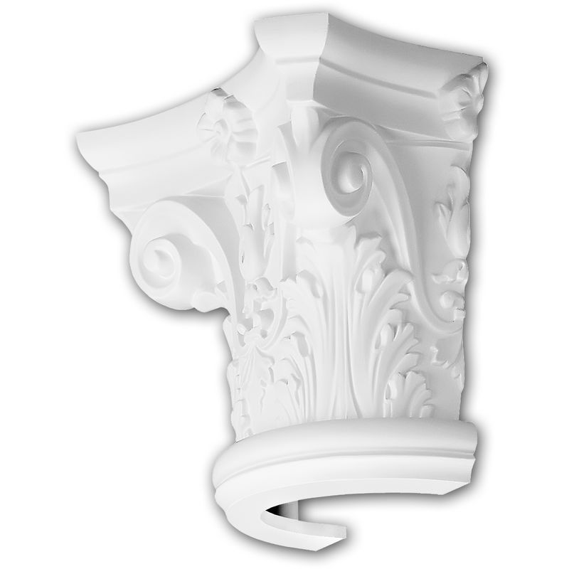 Profhome Decor - Chapiteau de demi-colonne 115001 Profhome Colonne Élement décorative style corinthien blanc