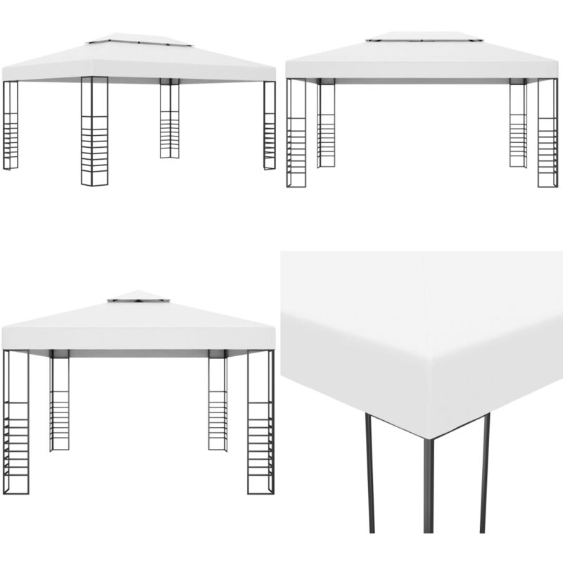 Chapiteau de jardin Acier enduit de poudre 4x3x2,7 m Blanc - Abri Jardin - Tente Extérieure - Gazebo - Tonnelle - Parasol De Jardin - Home & Living