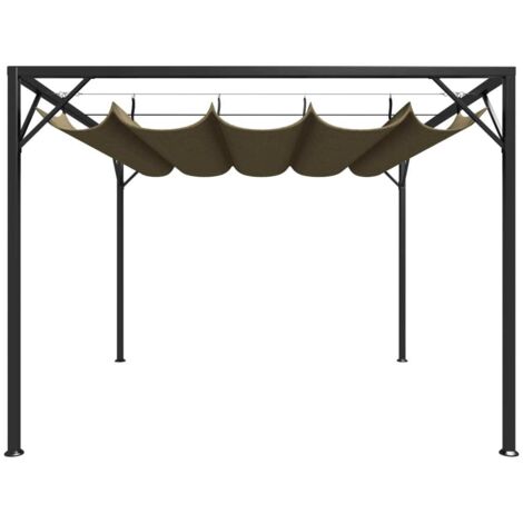 Chapiteau de jardin avec auvent rétractable 3x3m Taupe 180 g/m² CFW958471
