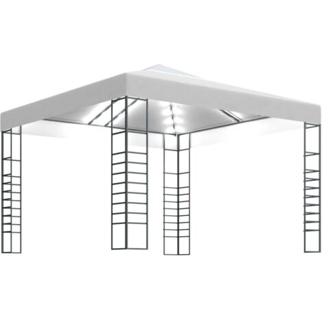 Chapiteau de jardin avec guirlande lumineuse à LED 3x3 m Blanc CFW112488
