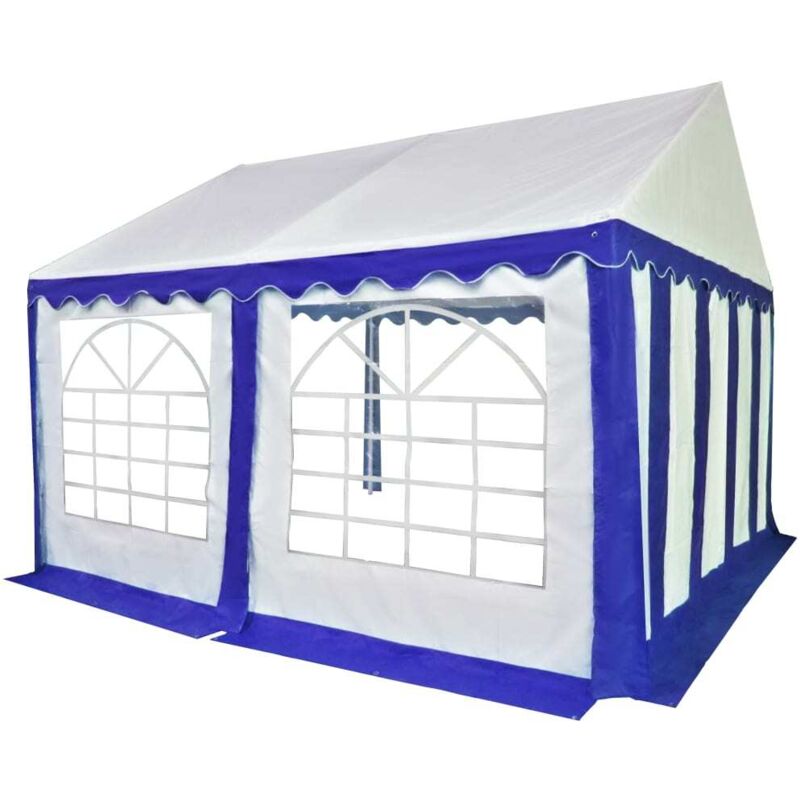 Chapiteau de jardin PVC 3x4 m Bleu et blanc