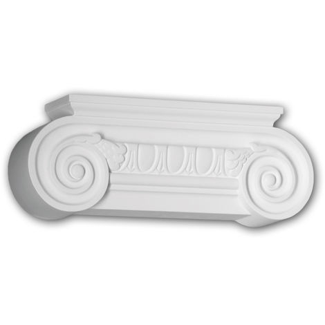 Chapiteau de pilastre Profhome 421201 Élément de façade Pilastre Moulure exterieure style ionique blanc