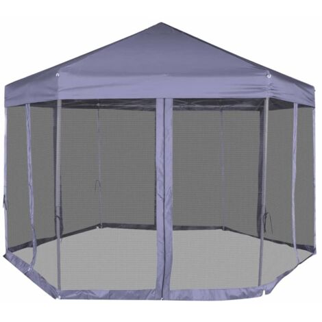 Chapiteau hexagonal avec 6 parois latérales 3,6x3,1m Bleu foncé CFW998914