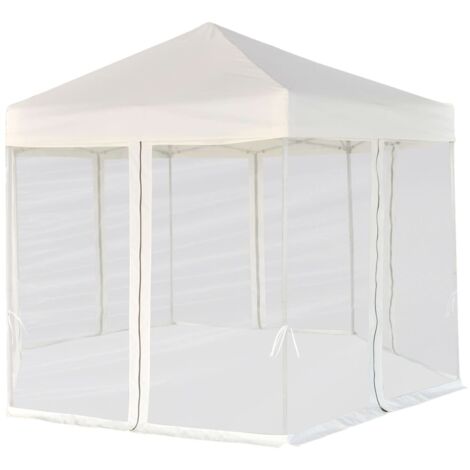 Chapiteau hexagonal et 6 parois latérales 3,6x3,1 m Blanc crème CFW854405