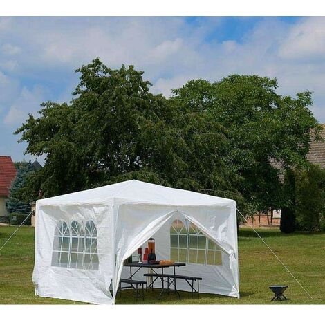 Chapiteau Ou Tonnelle 3 x 3 M, Blanche, Avec Fenêtres Et Pieds à Ancrer.