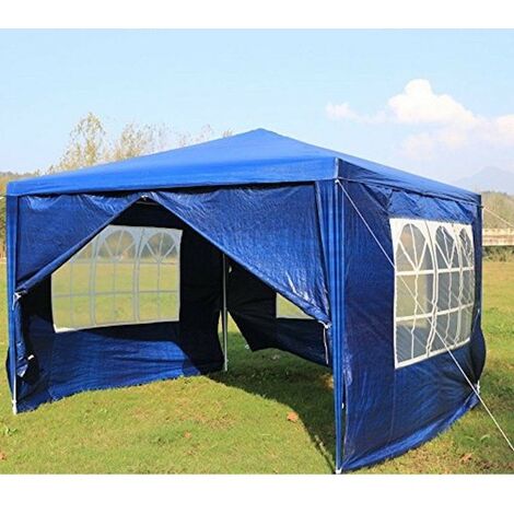 Chapiteau Ou Tonnelle 3 x 3 M, Bleue, Avec Fenêtres Et Pieds à Ancrer.