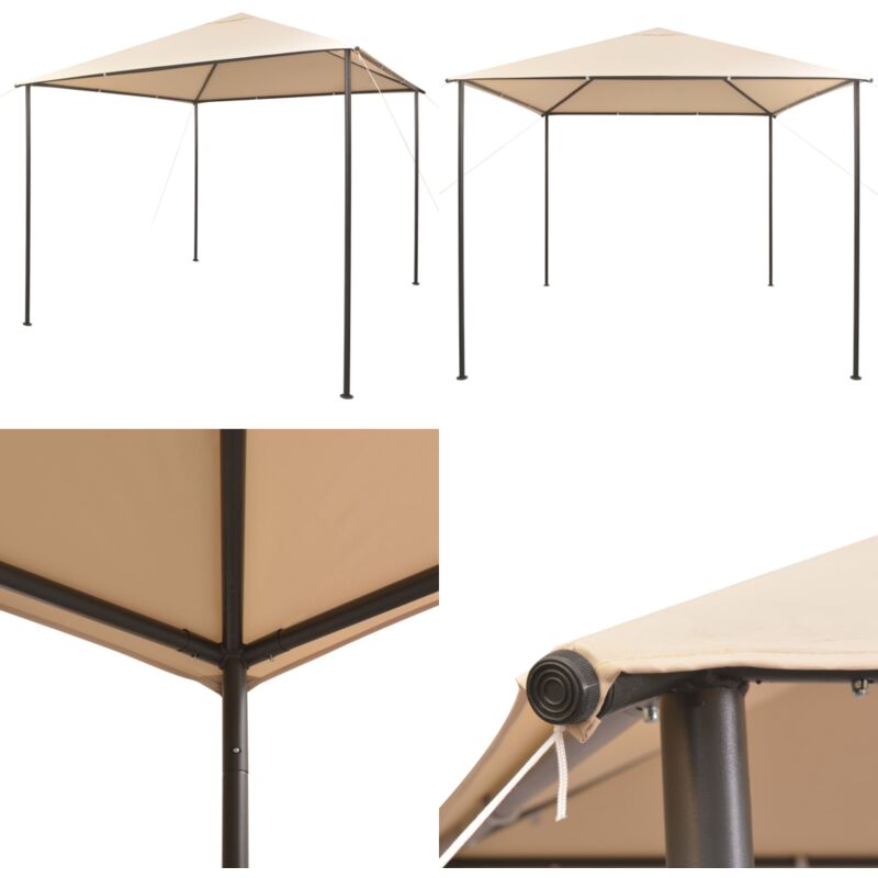 Chapiteau tente 3 x 3 m Beige Acier - Abri Extérieur - Chapiteau Pliable - Parasol - Fête De Jardin - Barbecue - Home & Living