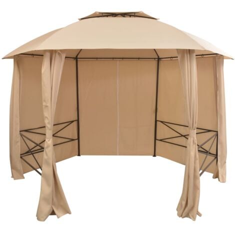 Chapiteau tente de jardin avec rideaux Hexagonal 360 x 265 cm vidaXL