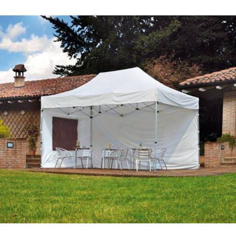 Gazebo 3 x 4,5 mt Impermealizzato Pieghevole In Alluminio Con Traliccio Centrale
