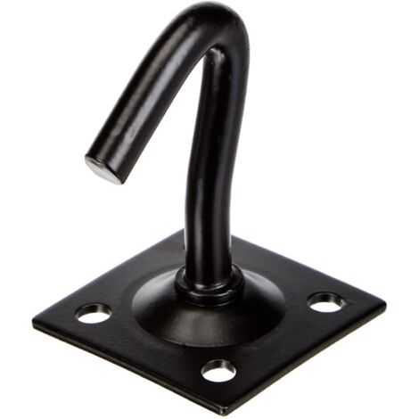 Chapuis 8607ZN Gancio fisso + piastra - Acciaio zincato - Diametro 7 mm - Piastra 45 x 45 mm - Nero