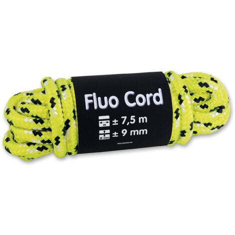 Chapuis - Corda in poliestere intrecciata, materiale sintetico spesso, diametro 9 mm, lunghezza 7,5 m, buona durata, per tempo libero e giardino, colore: giallo fluo