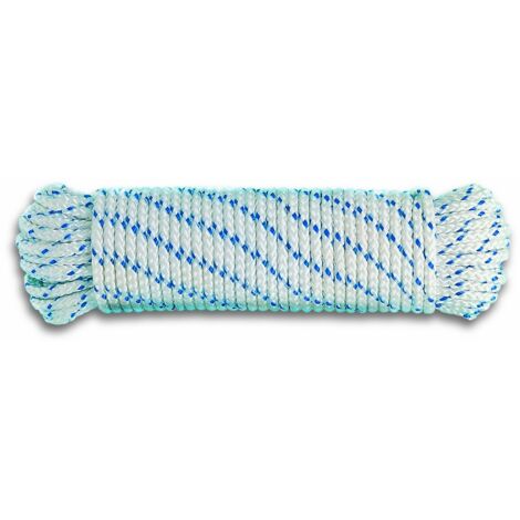 Chapuis DR8 Corda intrecciata in polipropilene - 360 kg - Diametro 6 mm - Lunghezza 10 m - Bianco/blu