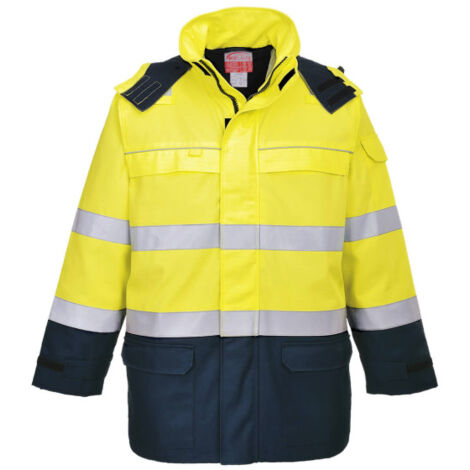 Chaqueta alta visibilidad Bizflame Multi Arc, impermeable y resistente a sustancias químicas FR79 L Amarillo/Marino