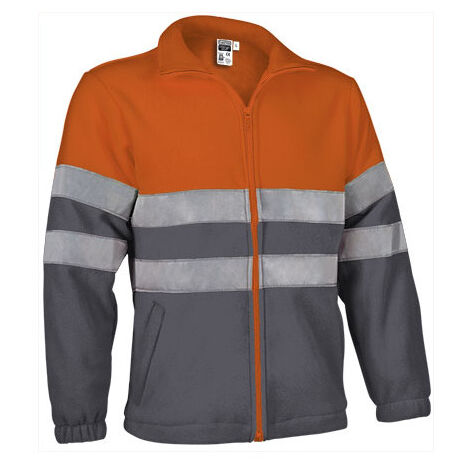Chaqueta alta visibilidad en tejido polar VALENTO Airport S Naranja flúor / Gris carbón