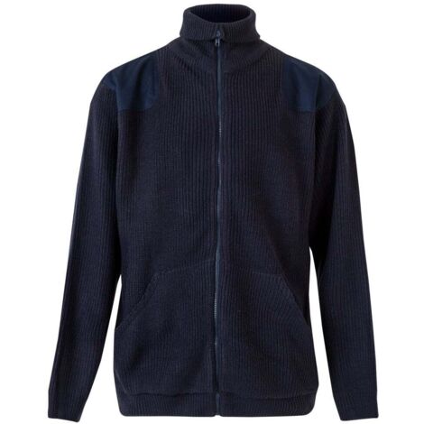 Chaqueta azul marino en punto grueso con cuello alto VELILLA Serie 102