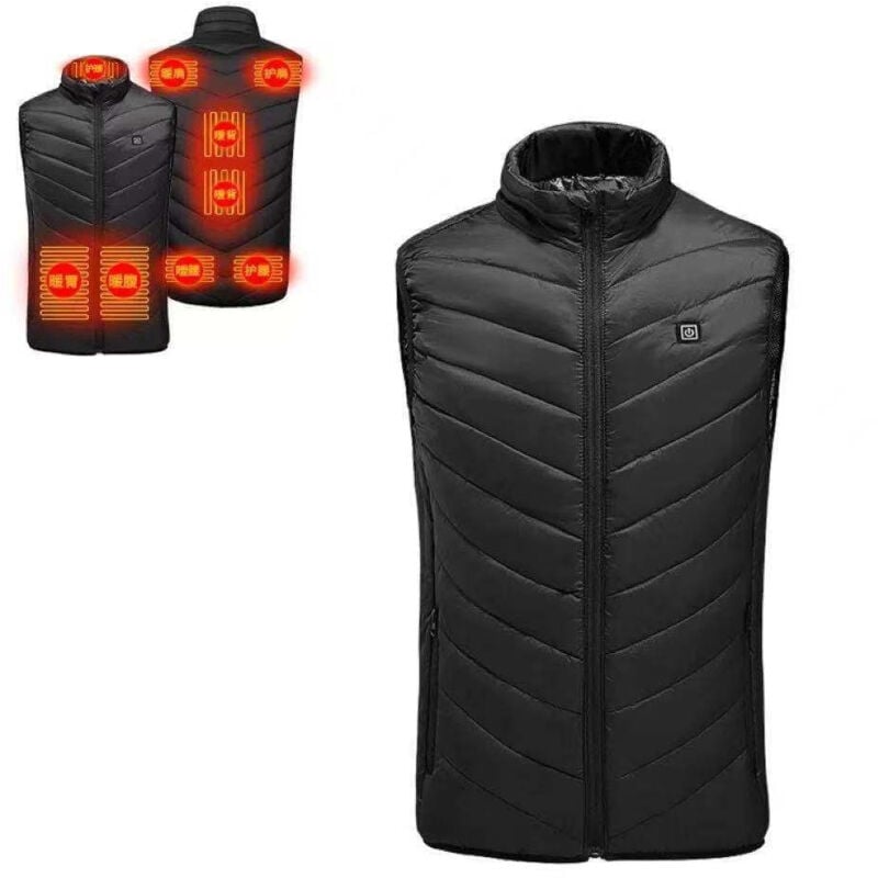Chaqueta calefactable para hombre y mujer, chaleco calefactable eléctrico con 9 zonas, 3 temperaturas ajustables, abrigo de invierno ligero para