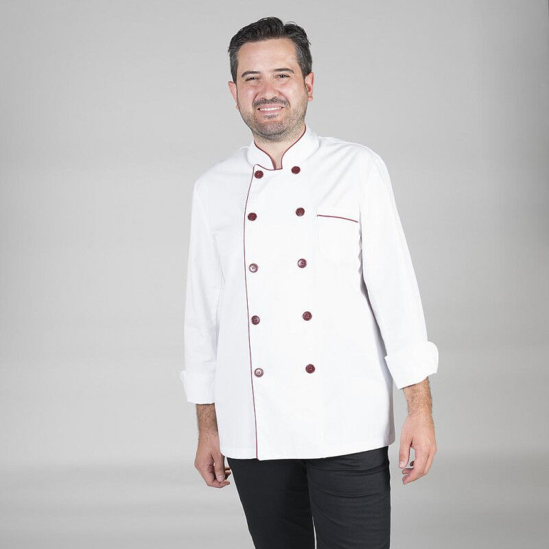 

Gary ´ S - Chaqueta de cocina unisex en manga larga con botones de pastilla vistos GARY'S | L - Burdeos