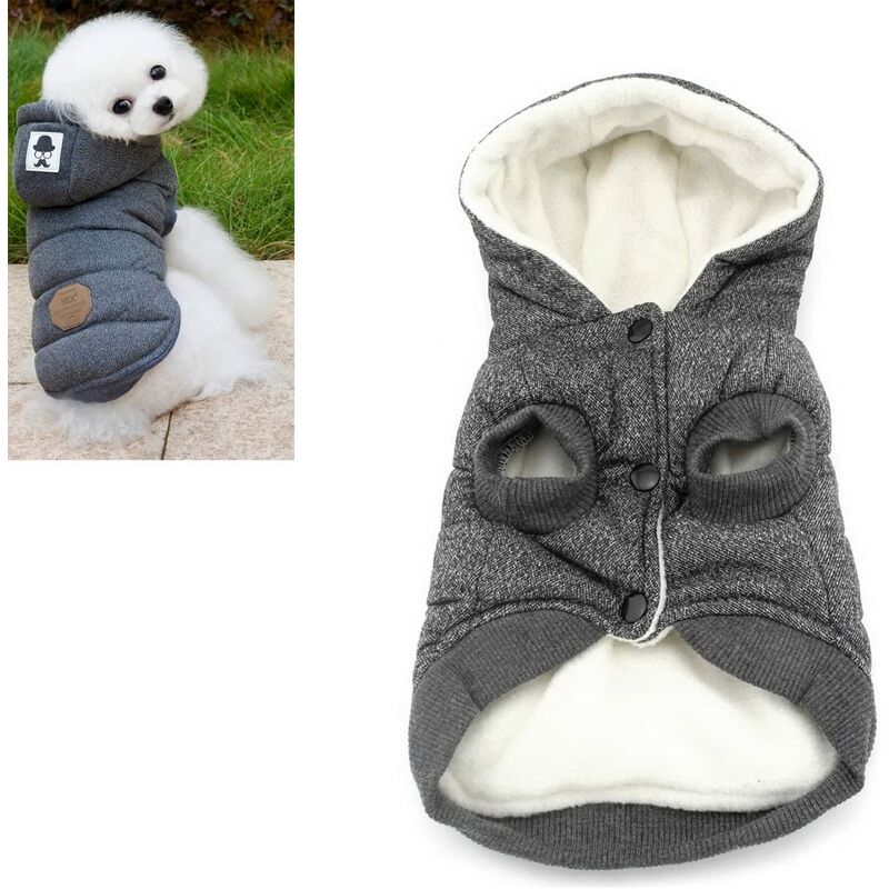 

Chaqueta con capucha para perros Chaqueta para mascotas Ropa abrigada con capucha Ropa de invierno para perros pequeños (talla S, busto 32 cm, cuello