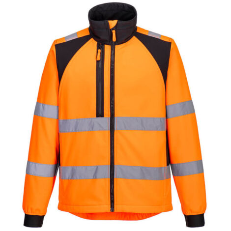 Chaqueta de Alta Visibilidad impermeable de tejido ecológico, detalle de cierre flúor CD875 S Naranja/Negro