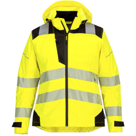Chaqueta de alta visibilidad PW3 Rain impermeable y transpirable A. V con capucha PW389 S Amarillo / Negro