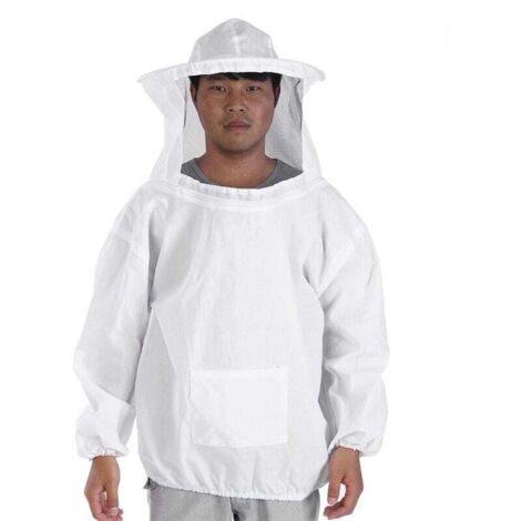 Chaqueta de apicultor profesional, traje de protección contra abejas con velo de esgrima blanco
