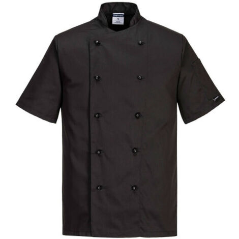 Chaqueta de chef Kent ambientes calurosos manga corta 10 botones C734 XXS Negro