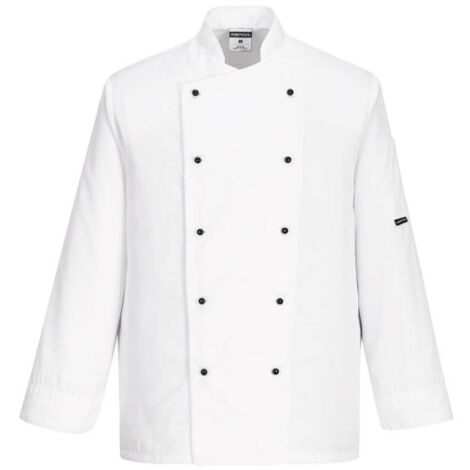 Chaqueta de chef Somerset tejido de polialgodón unisex C834 M Blanco