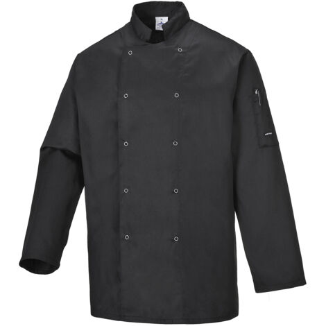 Chaqueta de chef Suffolk cierre por corchetes PORTWEST C833 L Negro