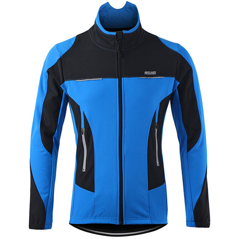 

Chaqueta de ciclismo para hombre, a prueba de viento, de manga larga, jersey de bicicleta, chaqueta de bicicleta de montana MTB, abrigo,Azul, L