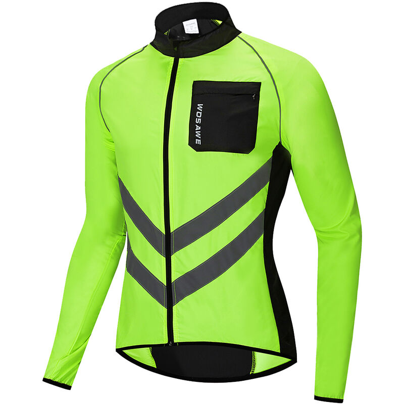 

Wosawe - Chaqueta de ciclismo para hombre, resistente al viento, reflectante, de manga larga, jersey de ciclismo, chaqueta para montar, correr,