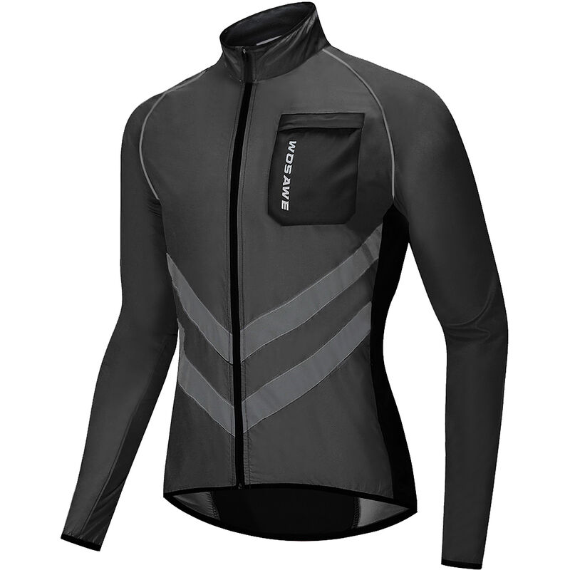 

Wosawe - Chaqueta de ciclismo para hombre, resistente al viento, reflectante, de manga larga, jersey de ciclismo, chaqueta para montar, correr,