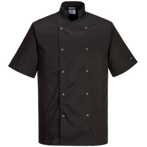 Chaqueta de cocina chef Cumbria Unisex bolsillo manga bolígrafo C733 4XL Negro
