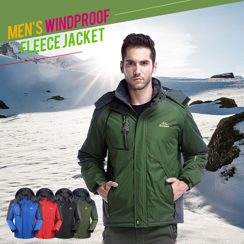 

Happyshopping - Chaqueta de forro polar resistente al viento para hombre Invierno Deporte al aire libre Chaqueta de esqui impermeable Abrigo Camping