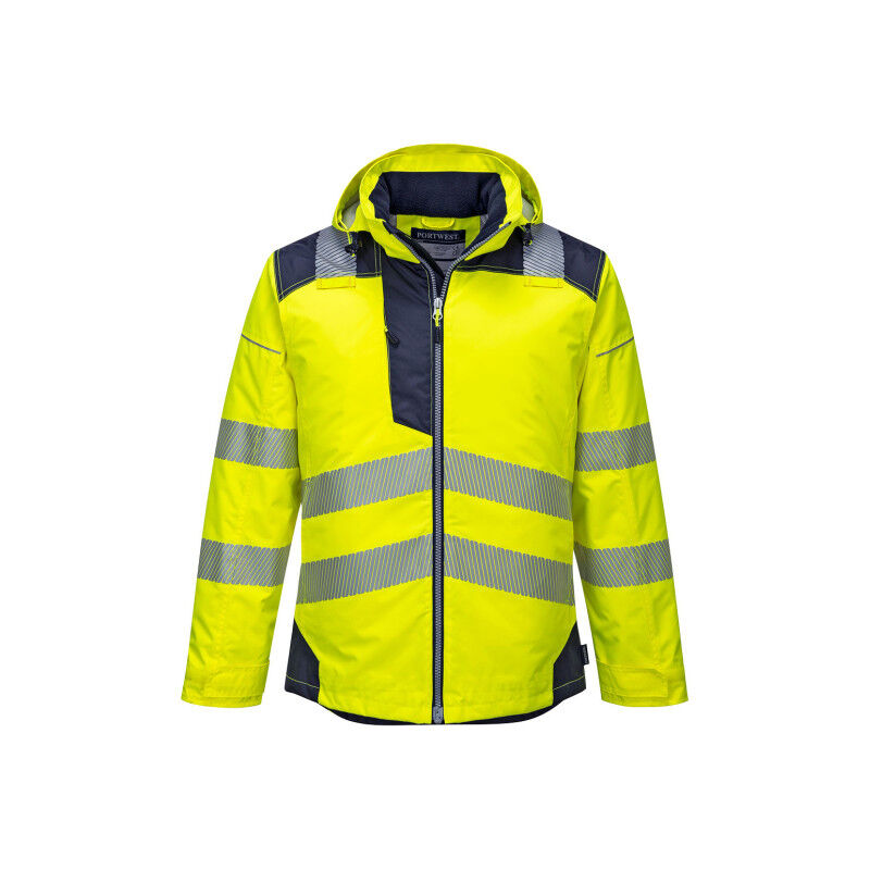 Chaqueta de invierno de alta visibilidad PW3 alcochado térmico con capucha desmontable Portwest T400 xl Amarillo/Marino
