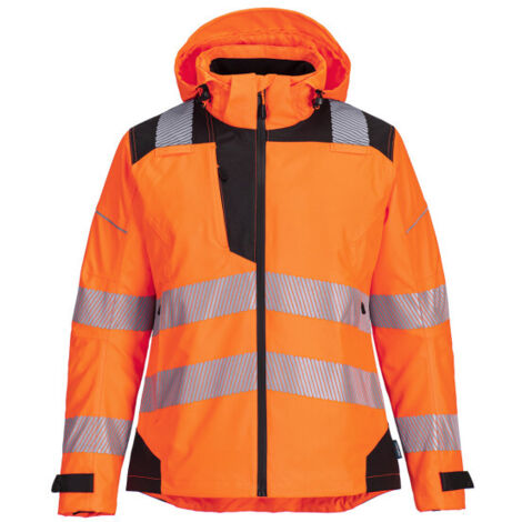 Chaqueta de mujer PW3 de alta visibilidad para lluvia Naranja/Negro S