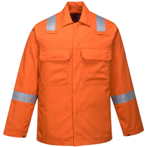 Chaqueta de protección Bizweld Iona, resistente a la llama, con cintas reflectantes BZ13 S Naranja