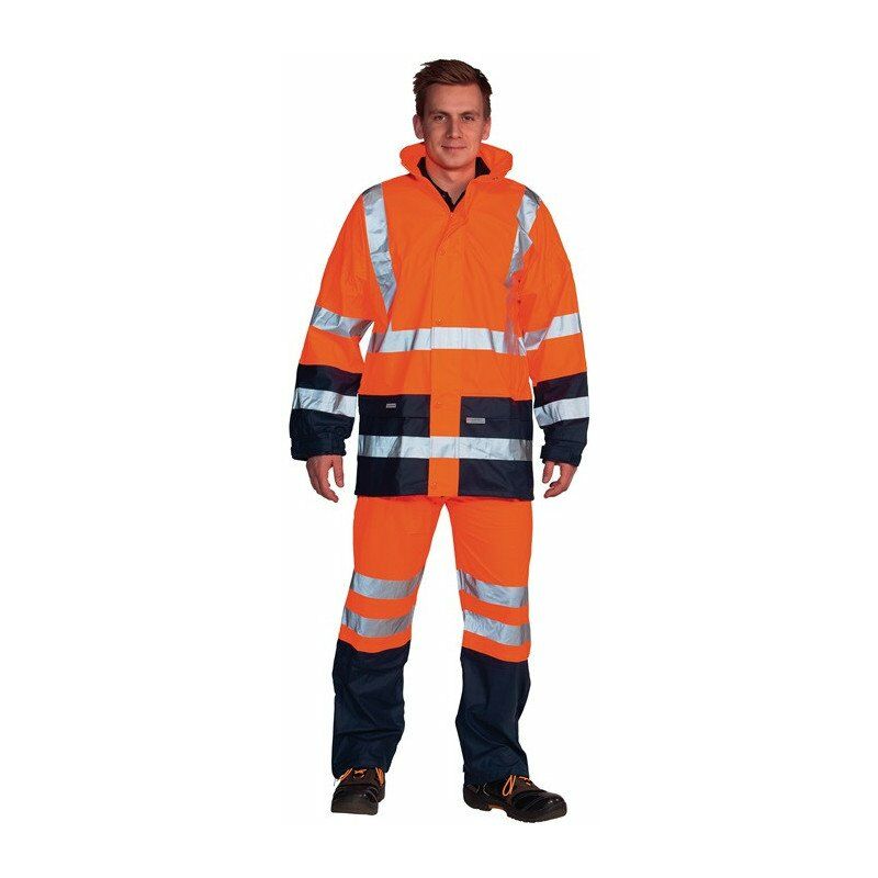 

Ocean - Chaqueta de señalización y lluvia de alta visibilidad Talla M naranja / azul marino