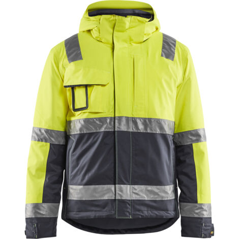 Chaqueta de trabajo de invierno de alta visibilidad stretch 4870 - Amarillo fluorescente/Gris medio 4XL