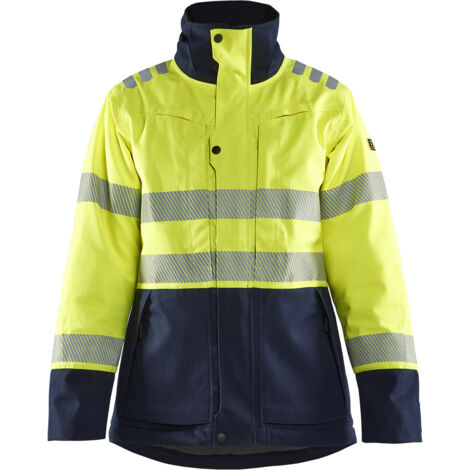 Chaqueta de trabajo de invierno multinormes para mujer 4917 - Amarillo fluorescente/Marino XXL