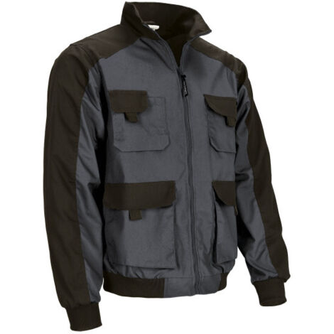 Chaqueta de trabajo multibolsillos con diseño bicolor, algodón con poliéster con acabado hidro-repelente DYNAMITE XL Negro / Gris carbón