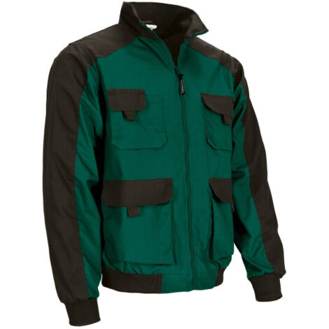 Chaqueta de trabajo multibolsillos con diseño bicolor, algodón con poliéster con acabado hidro-repelente DYNAMITE XL Verde botella/Negro