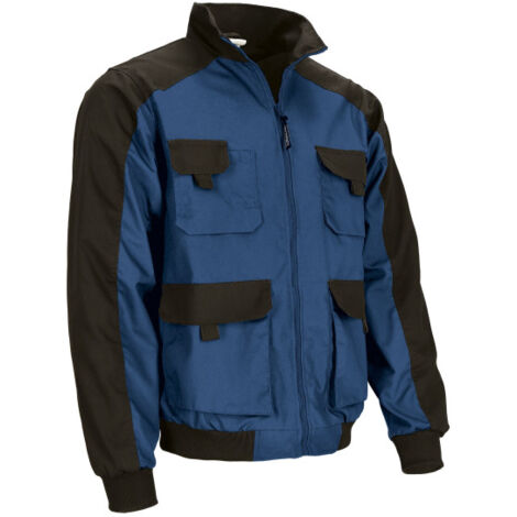 Chaqueta de trabajo multibolsillos con diseño bicolor, algodón con poliéster con acabado hidro-repelente VALENTO DYNAMITE 3XL Azul acero/Negro