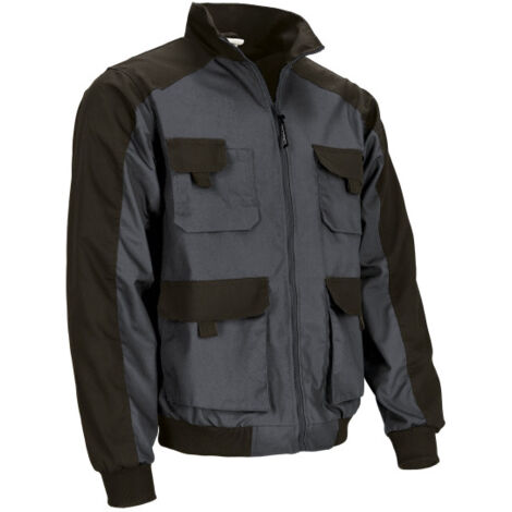 Chaqueta de trabajo multibolsillos con diseño bicolor, algodón con poliéster con acabado hidro-repelente VALENTO DYNAMITE 3XL Negro / Gris carbón