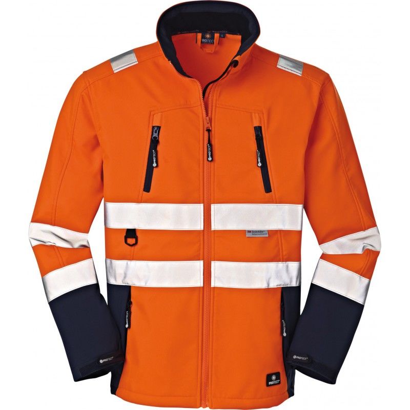 

Protect Workwear - Chaqueta de trabajo Pittsburgh,Softshell naranja fluo/navy, Talla L