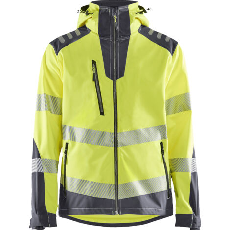 Chaqueta de trabajo softshell de alta visibilidad 4491 - Amarillo fluorescente/Gris medio M