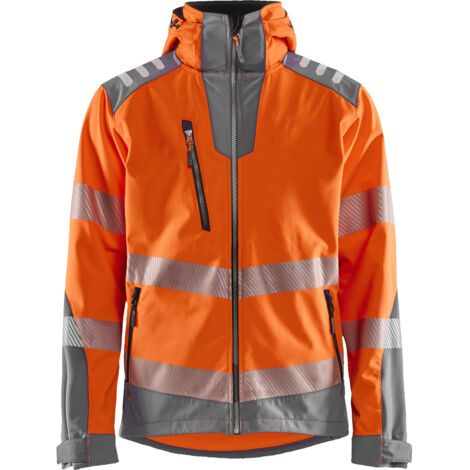 Chaqueta de trabajo softshell de alta visibilidad 4491 - Naranja fluorescente/Gris antracita XXXL