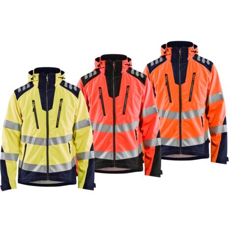 Chaqueta de trabajo softshell de alta visibilidad 4491 - Rojo fluorescente/Negro XL